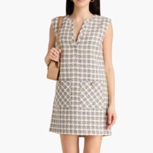 VERONICA BEARD Nomi Tweed Shift Dress - Ivory Camel